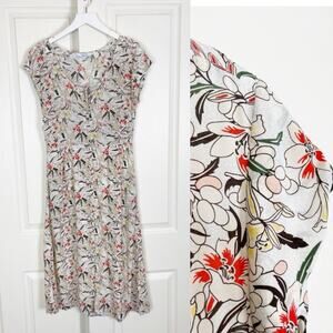 & Other Stories Floral Button Front Midi Dress Cottagecore Boho Sz 8
